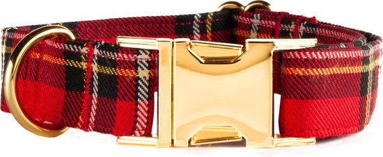 Awesome Paws Hondenhalsband - Schotse Ruit Rood