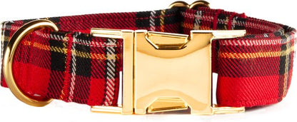 Awesome Paws Hondenhalsband - Schotse Ruit Rood