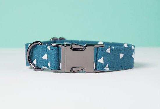 Awesome Paws Hondenhalsband - Triangle Patroon Blauw Teal