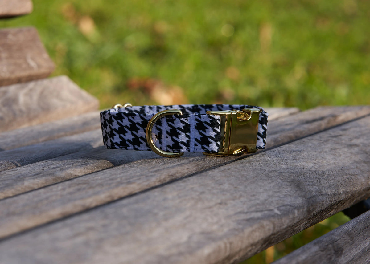 Awesome Paws Hondenhalsband - Pied de Poule Zwart Wit
