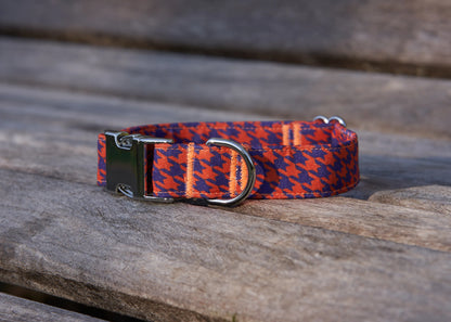 Awesome Paws Hondenhalsband - Pied de Poule Oranje Paars