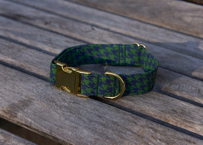 Awesome Paws Hondenhalsband - Pied de Poule Groen Blauw