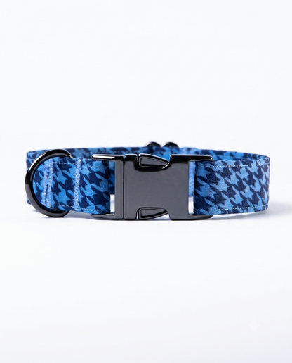 Awesome Paws Hondenhalsband - Pied de Poule Blauw