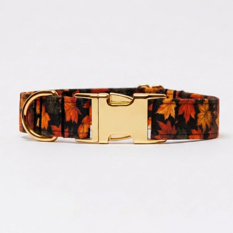 Awesome Paws Hondenhalsband - Herfst Oranje Bruin Bladeren