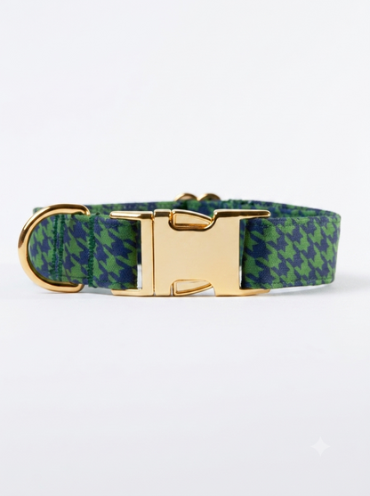 Awesome Paws Hondenhalsband - Pied de Poule Groen Blauw