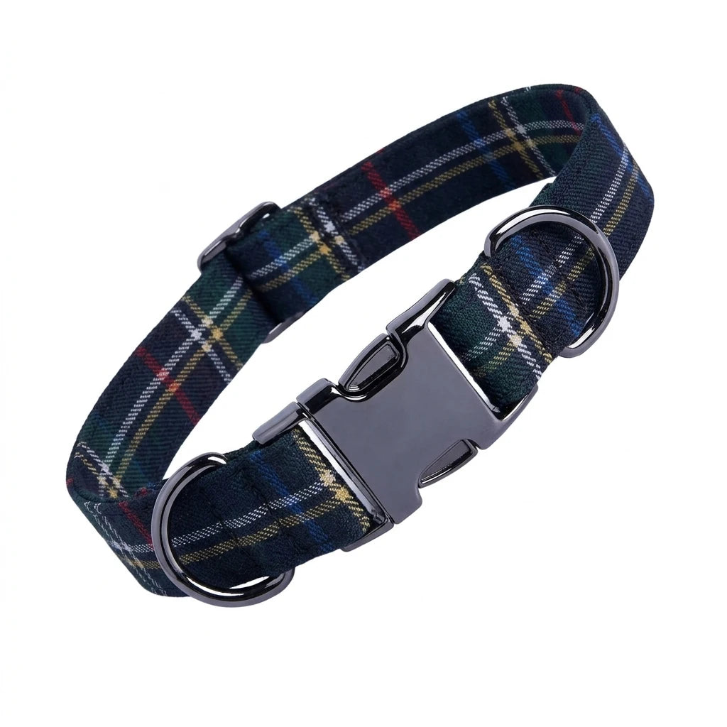 Awesome Paws Hondenhalsband - Schotse Ruit Navy Blauw