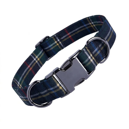 Awesome Paws Hondenhalsband - Schotse Ruit Navy Blauw