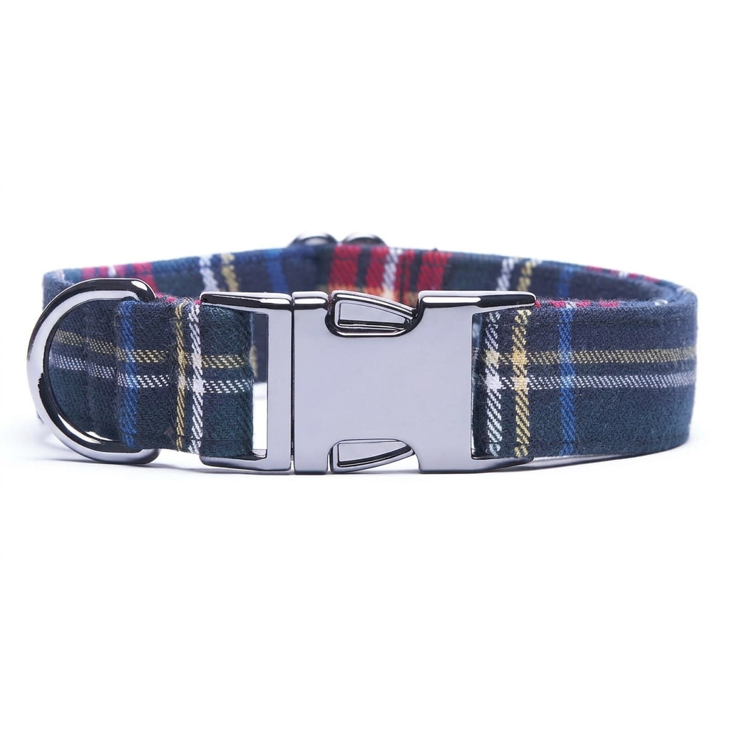 Awesome Paws Hondenhalsband - Schotse Ruit Navy Blauw