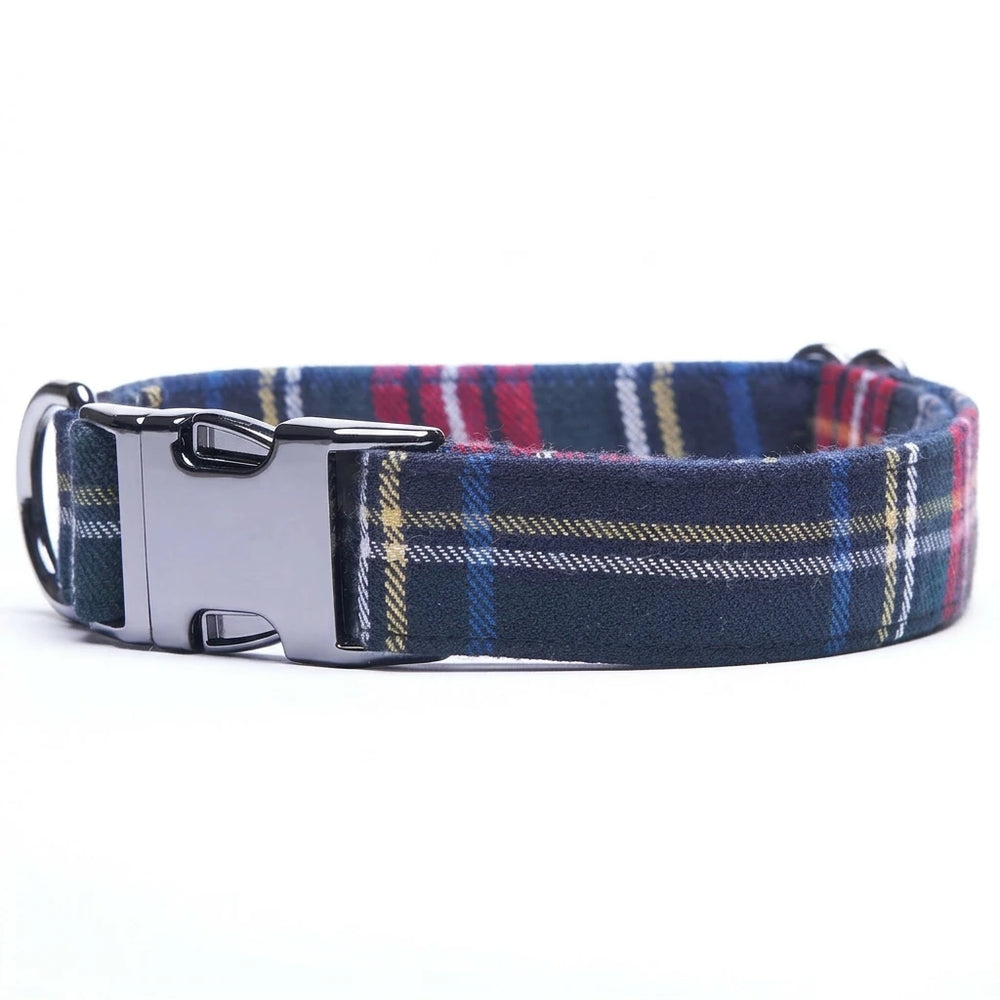 Awesome Paws Hondenhalsband - Schotse Ruit Navy Blauw