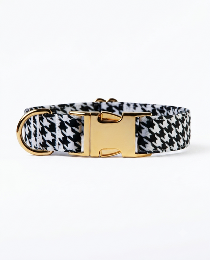 Awesome Paws Hondenhalsband - Pied de Poule Zwart Wit