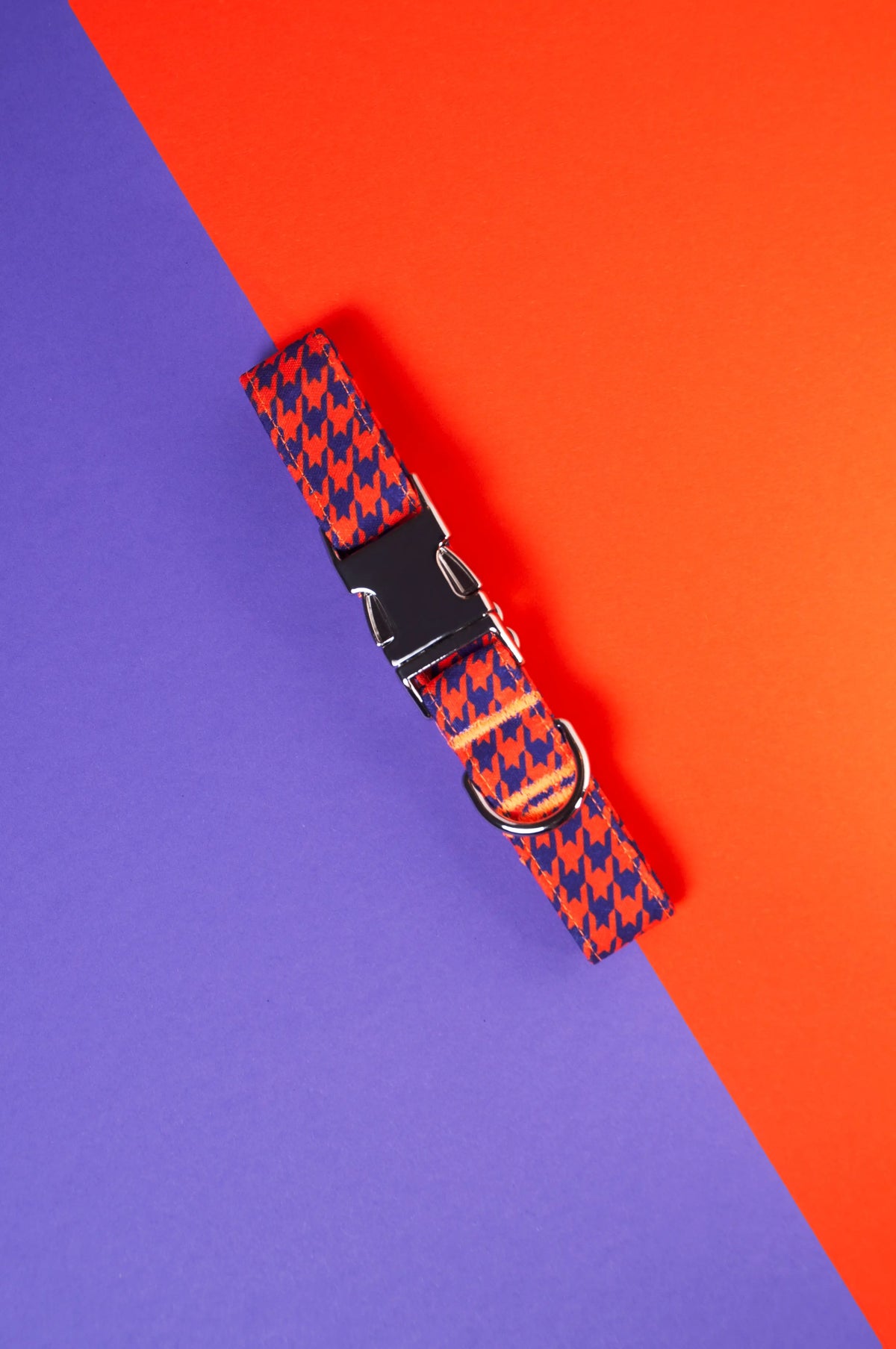 Awesome Paws Hondenhalsband - Pied de Poule Oranje Paars
