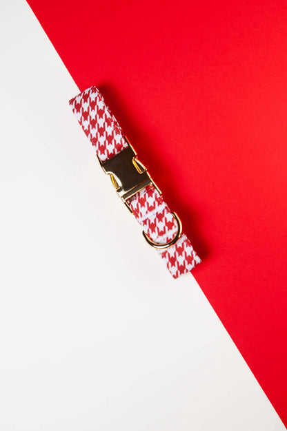 Awesome Paws Hondenhalsband - Pied de Poule Wit Rood